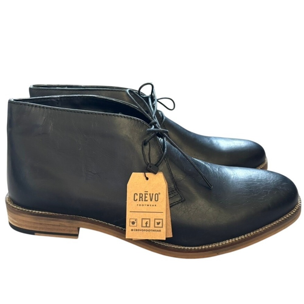 NWT Crevo Dorville Chukka Boots Sz 12 Black Leather Office Business Casual